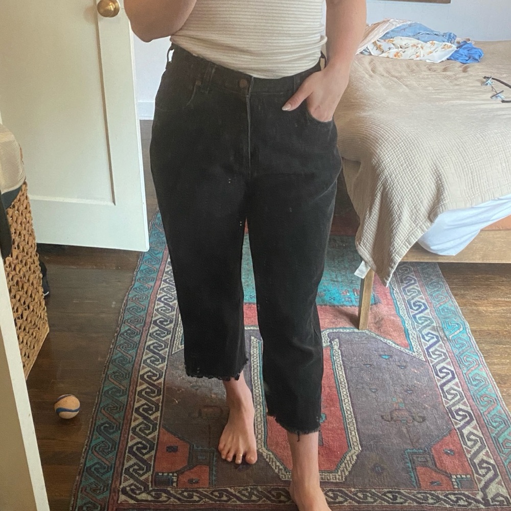 Lee Cropped Black Denim Jeans
